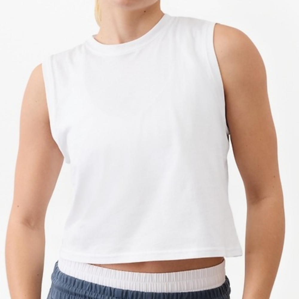 NWT Athleta White True Cotton Cropped Tank